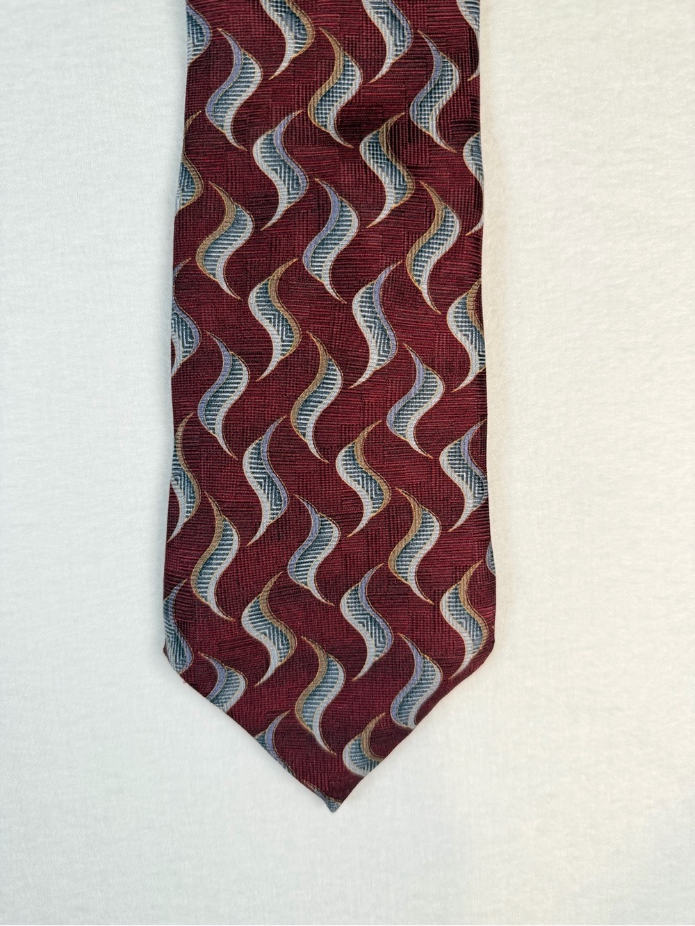von furstenberg Extra Long Silk Tie Maroon Burgundy Geometric 63.5" XL